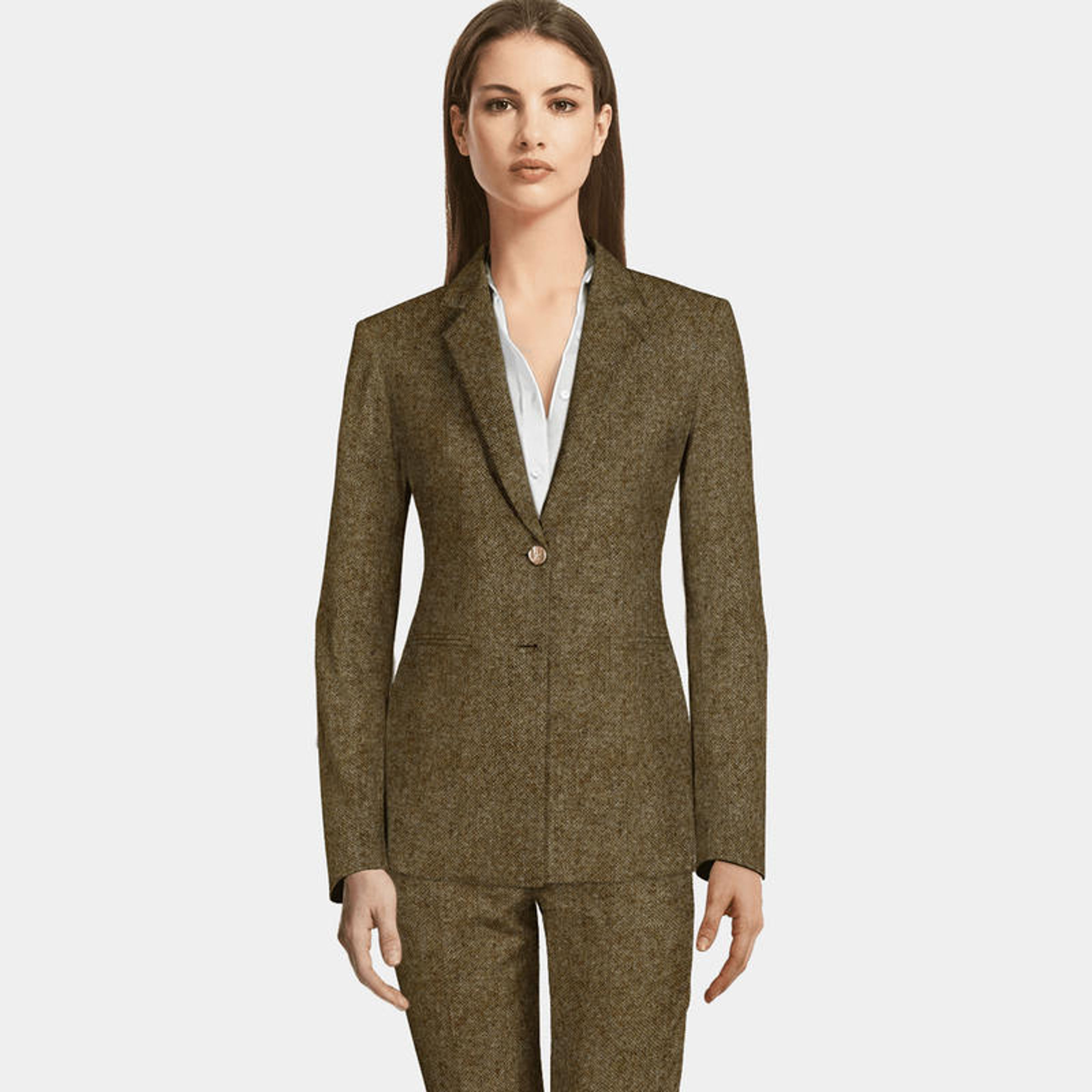 Brown Tweed Pantsuit