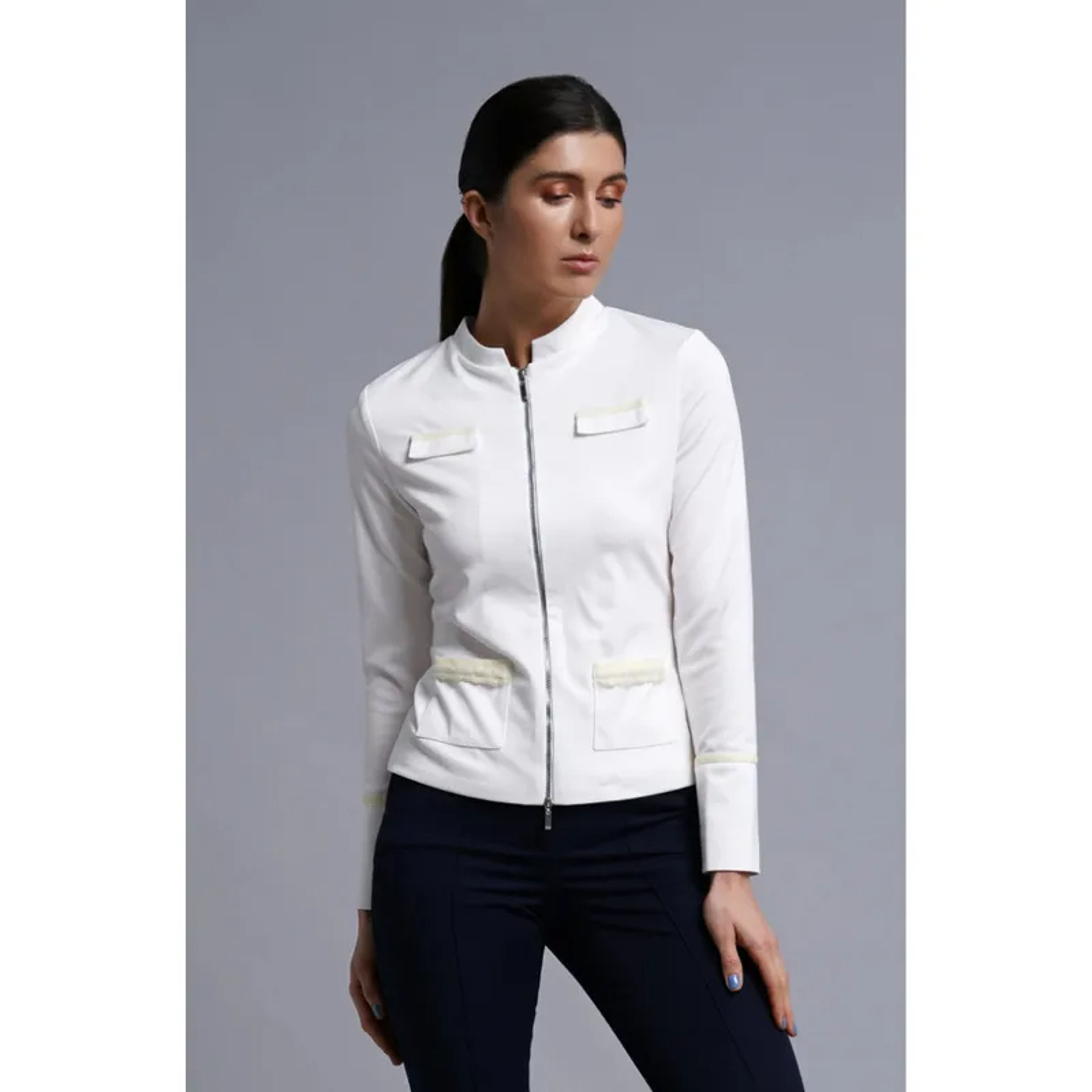 Collar Zip-up Cardigan White Mandarin