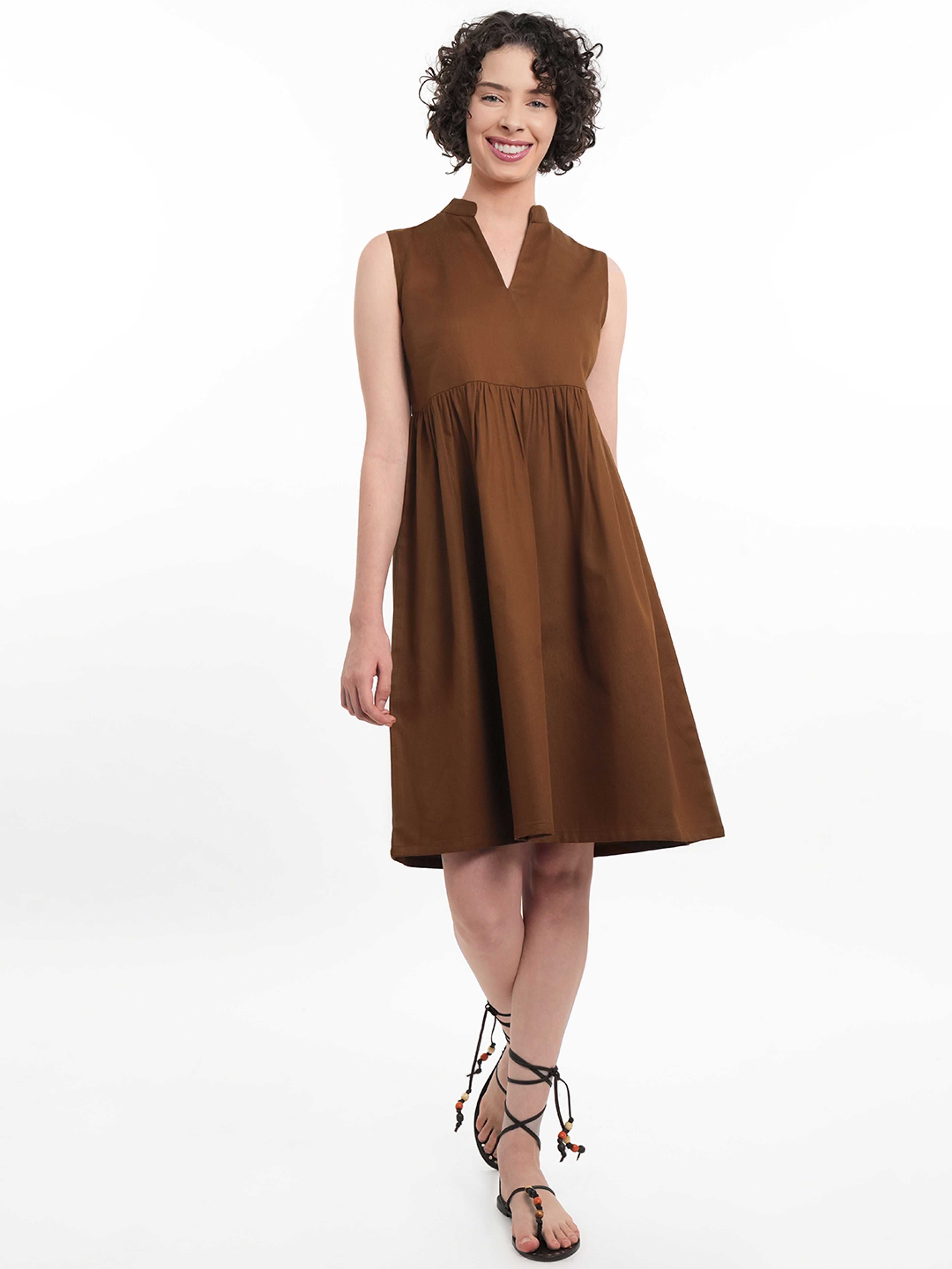 Rust Gathered Dress