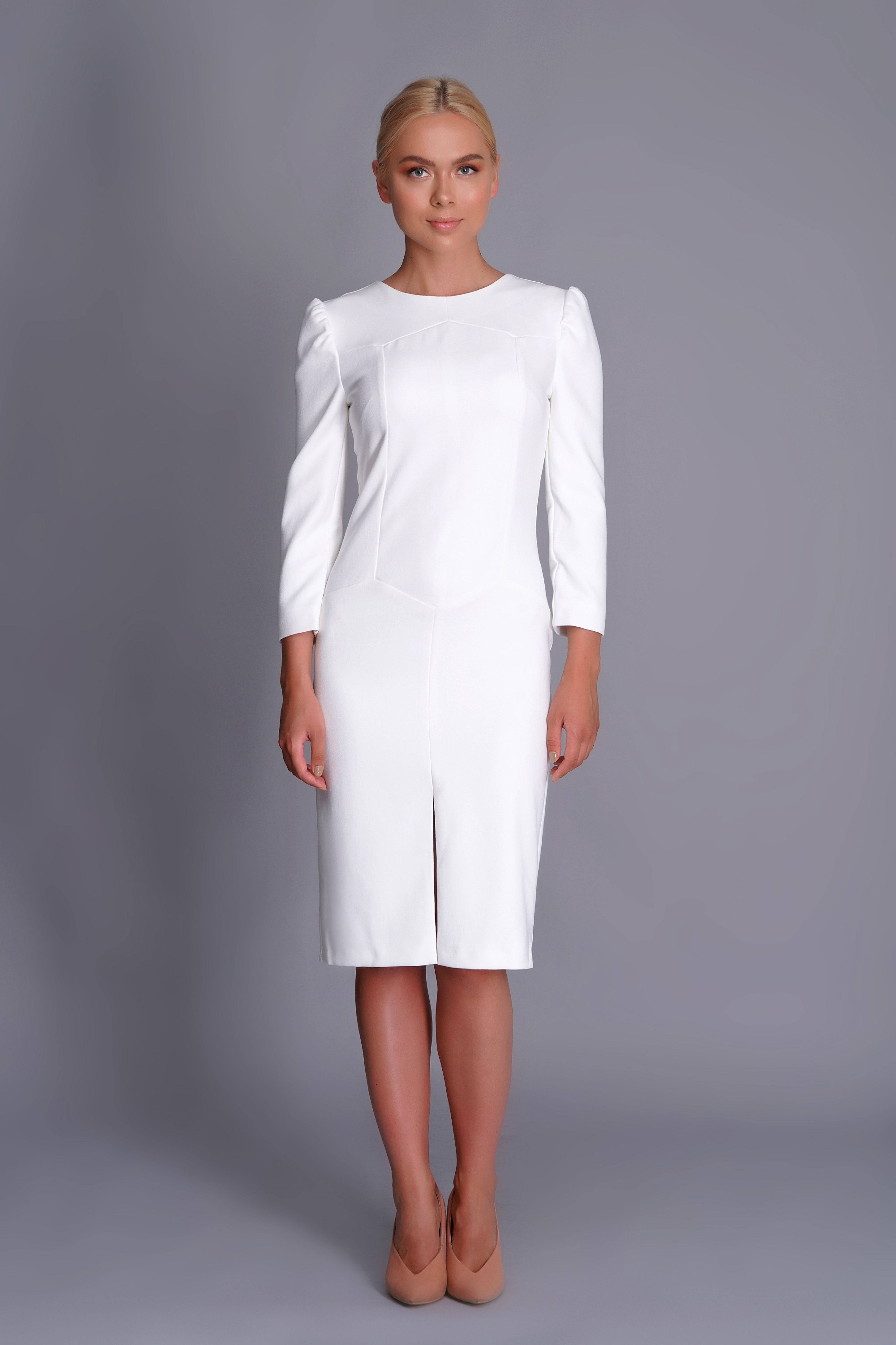 White Peony Pencil Dress