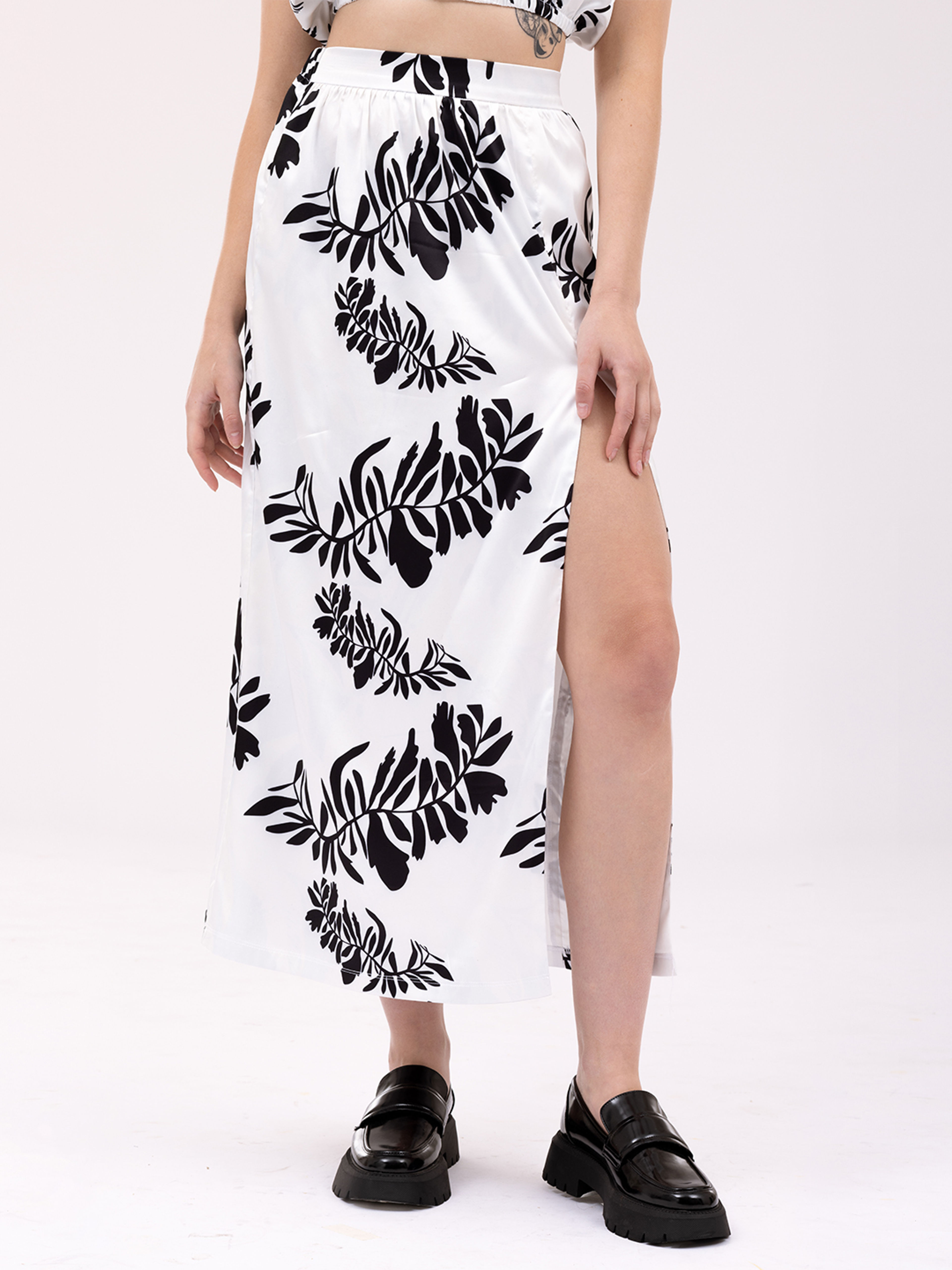 Floral Tropical Slit Skirt