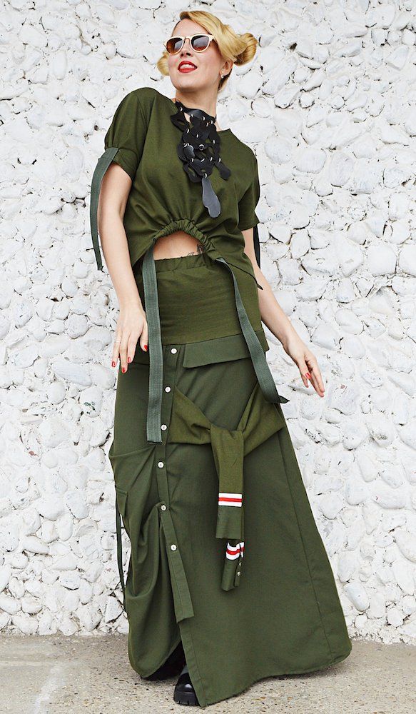 Army top skirt outfit