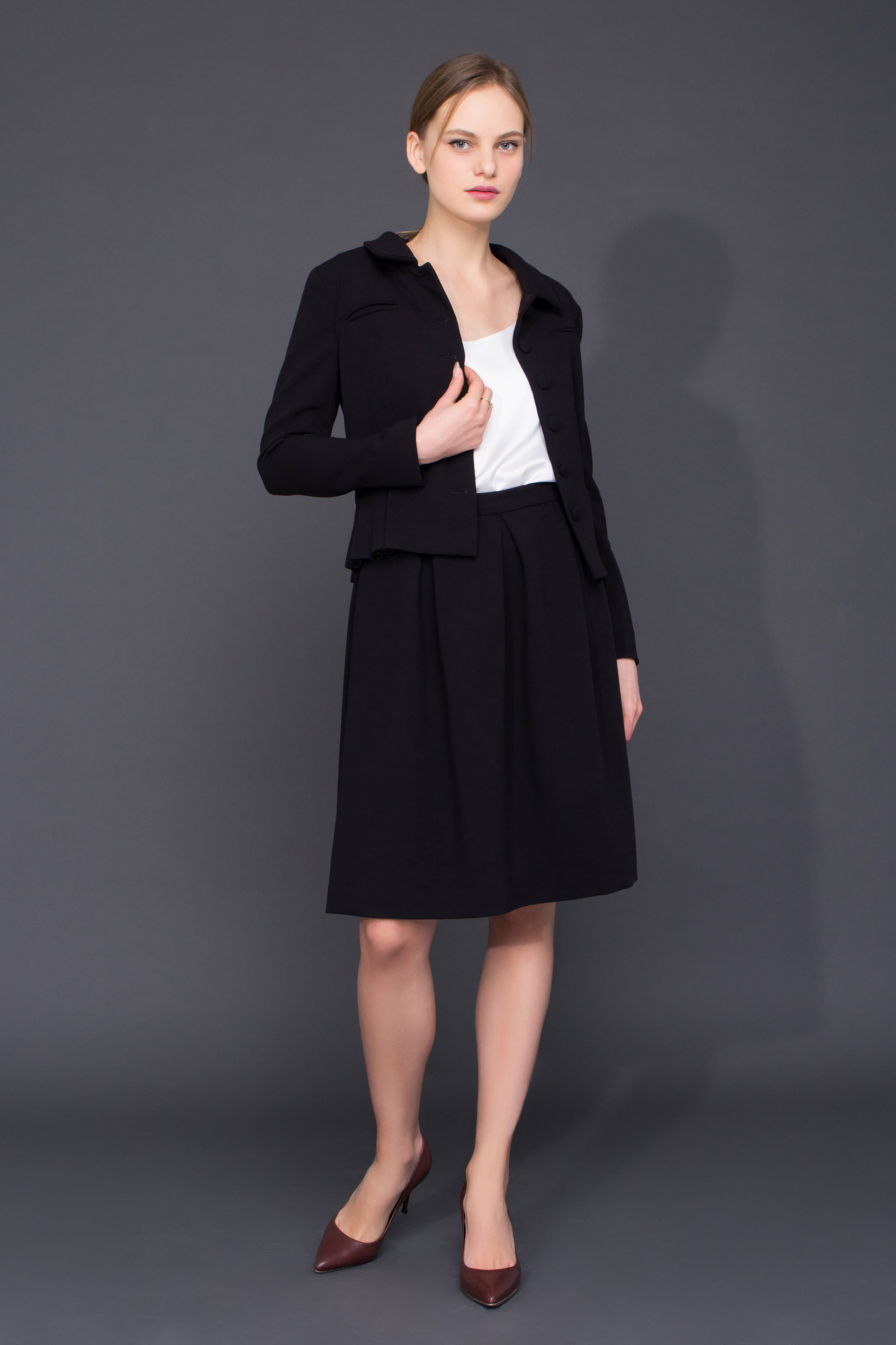 Black Leisure Skirt Suit