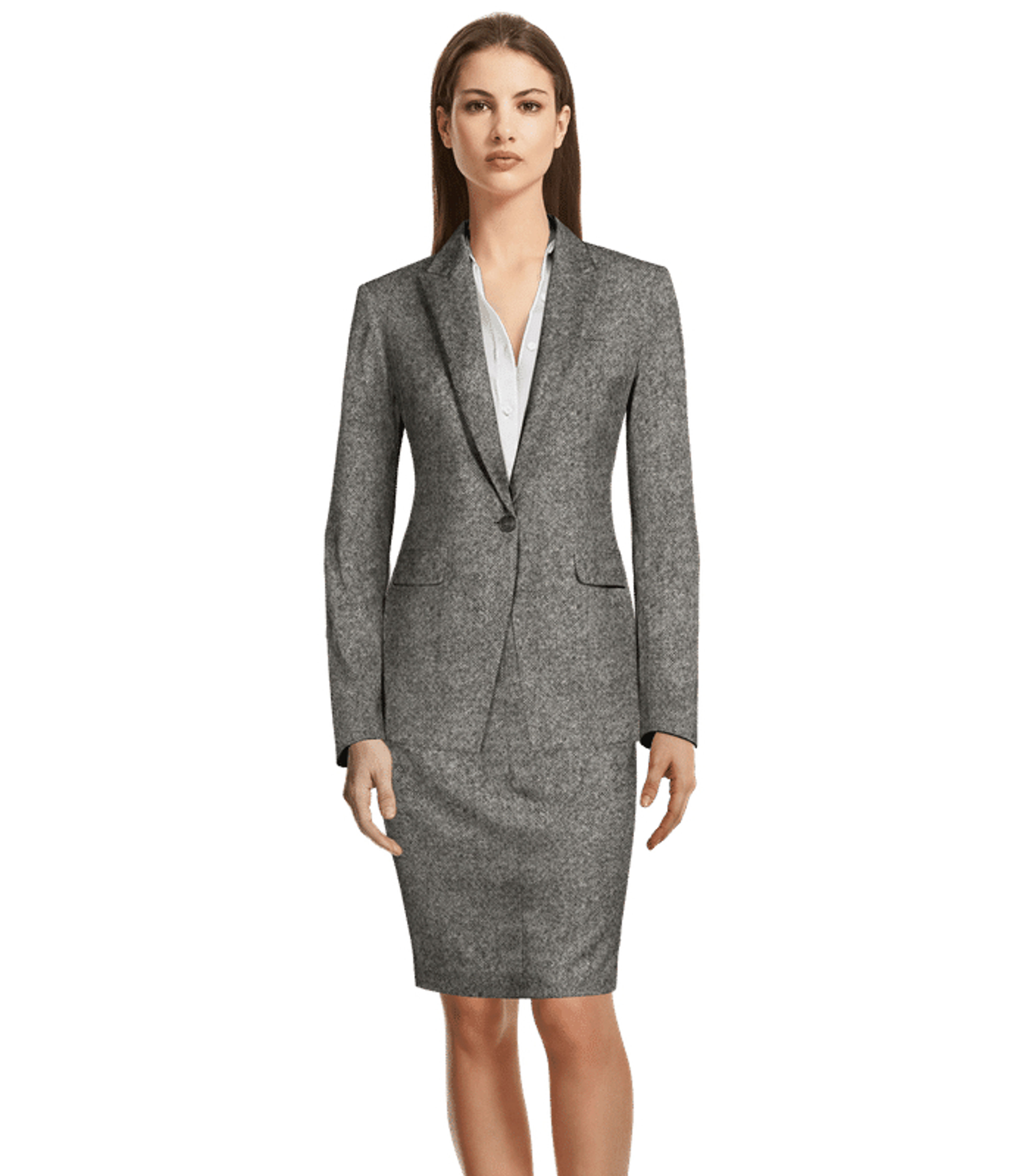 Light Gray Tweed Skirt Suit