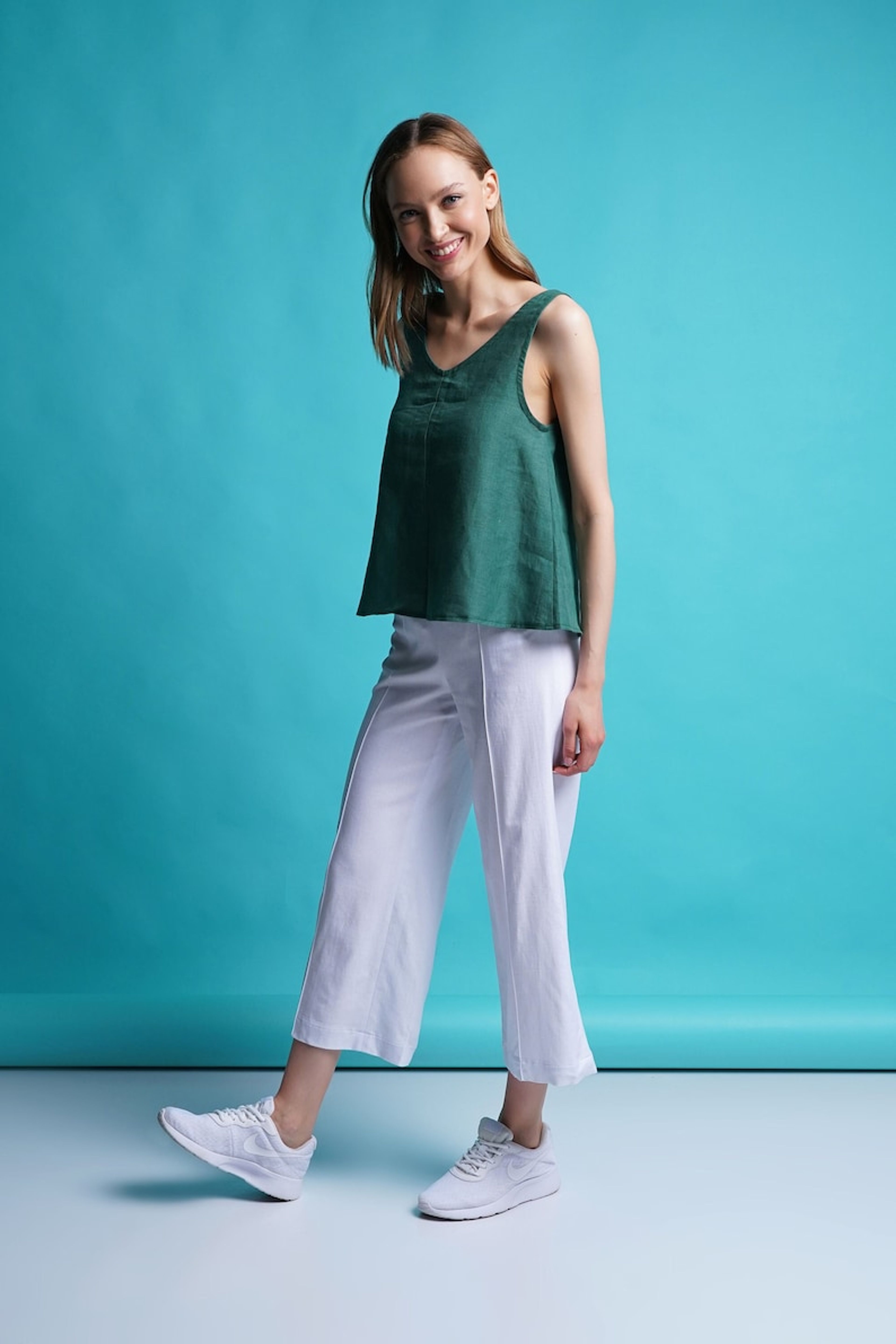 Linen V Neck Tank Top