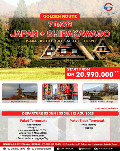 PAKET 7 HARI KE JEPANG + SHIRAKAWAGO