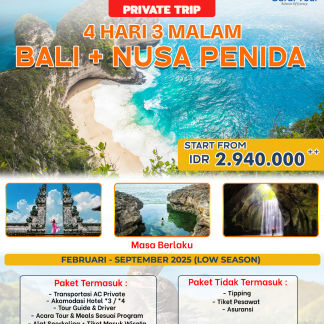 PAKET 4 HARI LIBURAN KE BALI + NUSA PENIDA