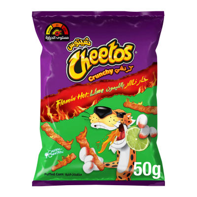 CHEETOS CRUNCHY FLAMIN HOT LIME CORN CHIPS 50G