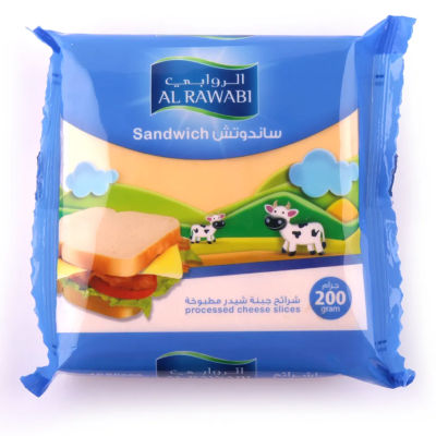 AL RAWABI CHEESE SLICES FOR SANDWICH CHEDDAR FULLFAT 200 G