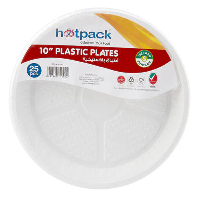 HOTPACK PLASTICS ROUND PLATES 10" 25 PCS