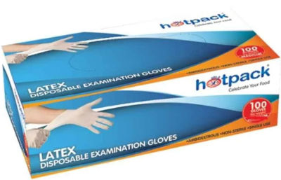HOTPACK POWDER FREE LATEX GLOVES 100PCS