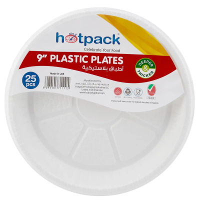 HOTPACK WHITE PLASTIC PLATES 9'