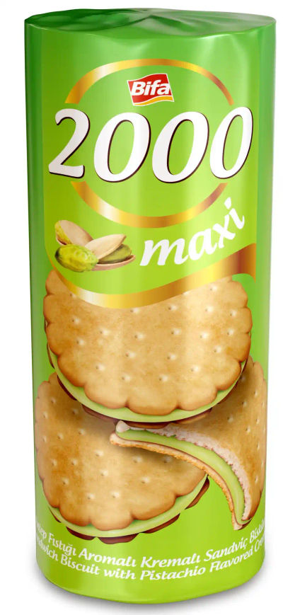 BIFA MAXI SANDWICH BISCUIT WITH PISTACHIO FLAVOUR 500G