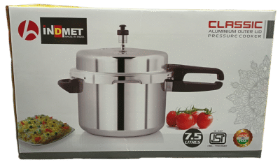 INDMET ALUMINIUM PRESSURE COOKER 7.5 LTR