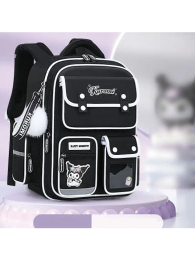 Sanrio KUROMI SCHOOL BAG WRITING HAPPY MOMENT Black Color