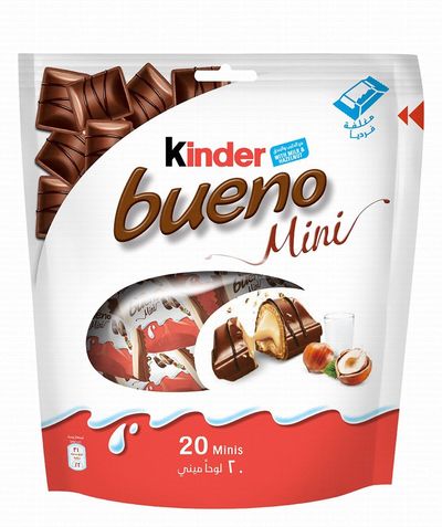 KINDER BUENO MINI MILK CHOCOLATE BITES FILLED WITH HAZELNUT CREAM (20 PCS) 108G