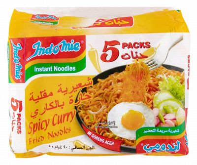 INDOMIE INSTANT FRIED NOODLES SPICY CURRY FLAVOR (90G ×5)