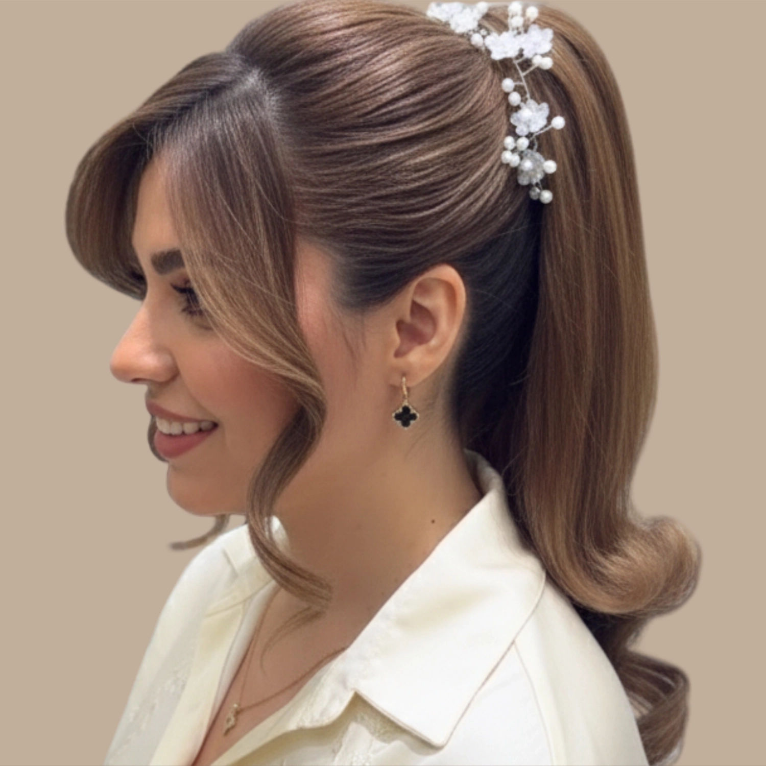 Woman with elegant ponytail hairstyle