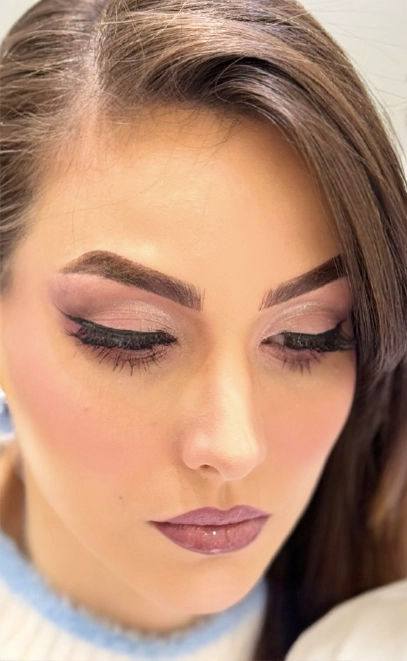 Woman with soft, natural makeup