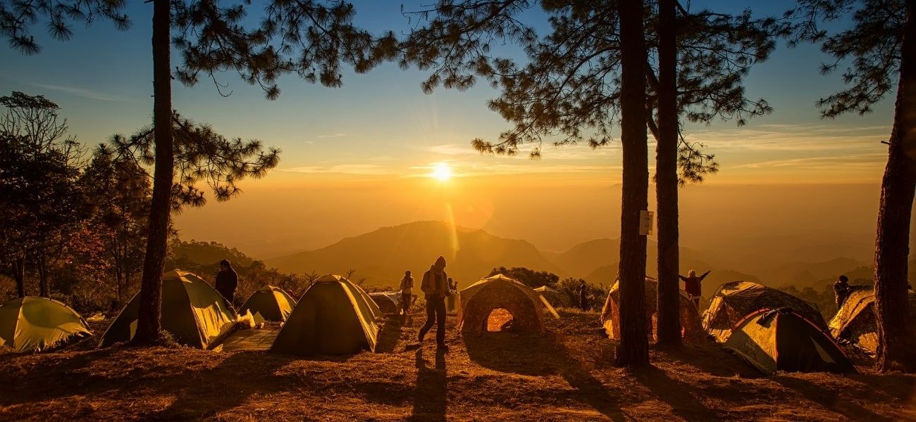 Tents on mountain