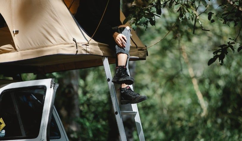 Rooftop tent ladder in Australia