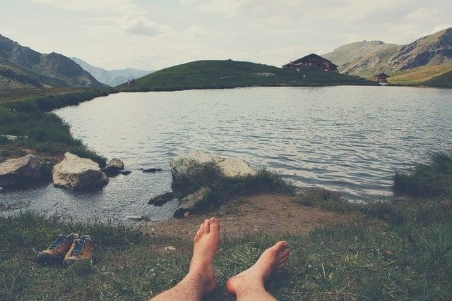 Get Back In Touch With Nature Barefoot person at lake