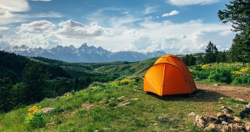 Tent near valley