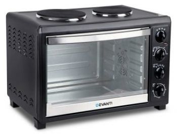 Devanti 45 Litre Black Convection Oven with 2 Hotplates