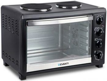 Devanti 45 Litre Black Convection Oven with 2 Hotplates