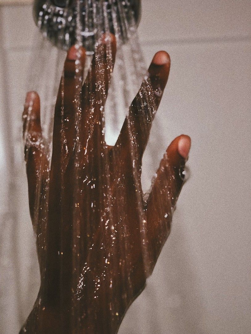 Taking a hot shower Taking a hot shower