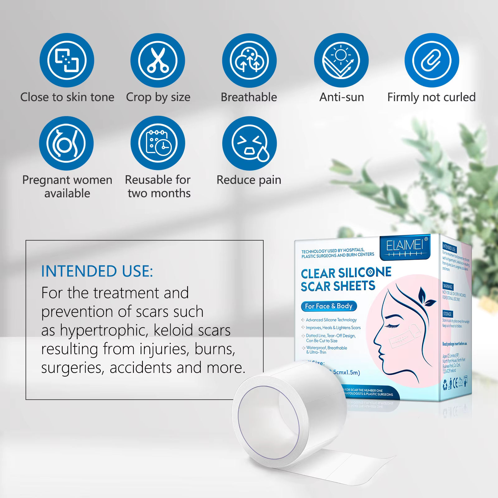 Scar sheet applied comfortably on skin