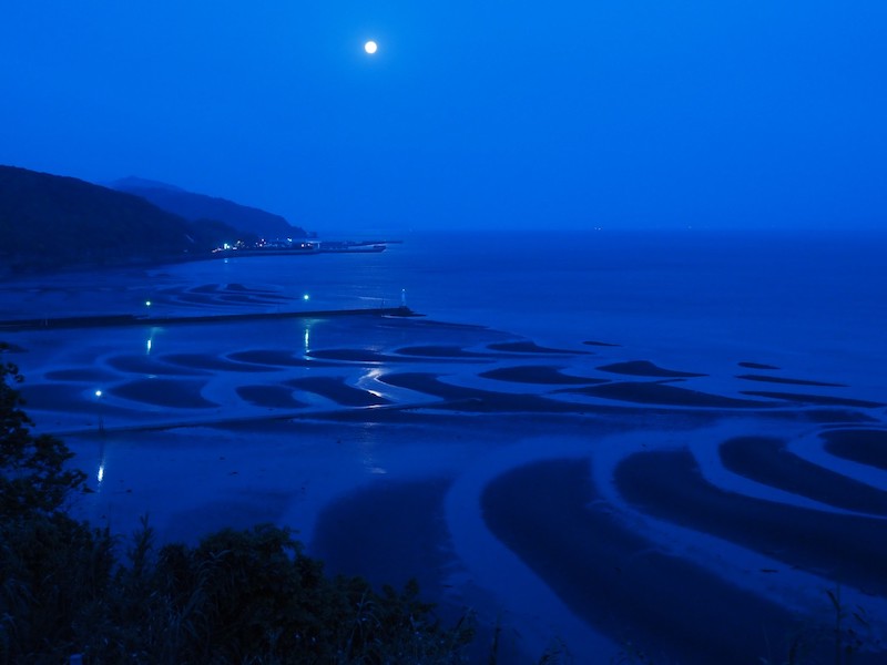 The beach at night, taken with OM-D E-M10 Mark III