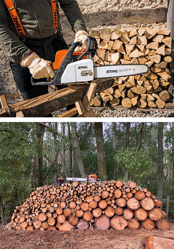 STIHL Cut Firewood with saw