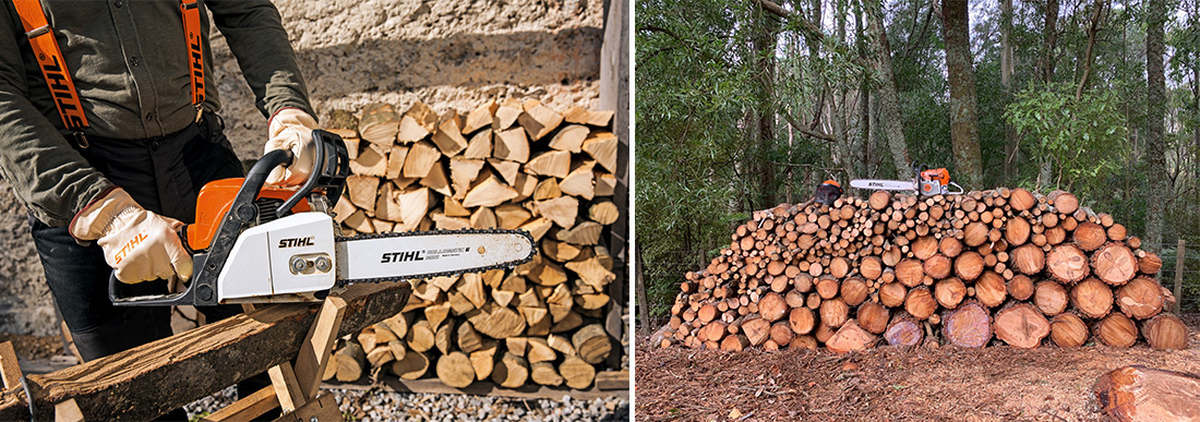 STIHL Cut Firewood with saw