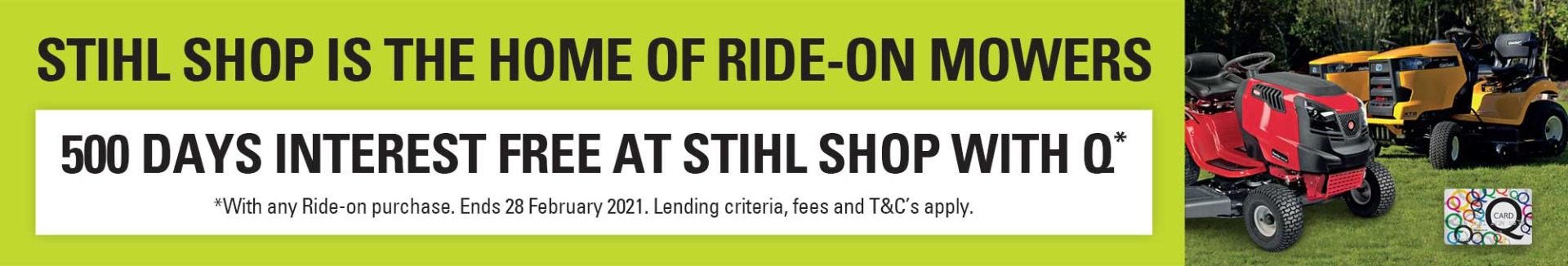 500 Days Interest Free on Ride-on Mowers with STIHL SHOP