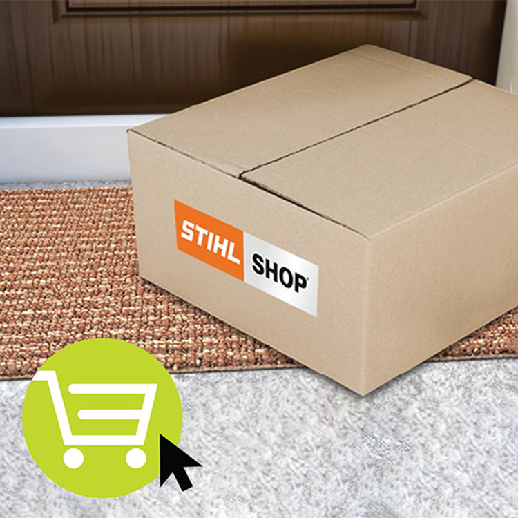 A parcel ordered online at STIHL SHOP delivered to customer's doorstep