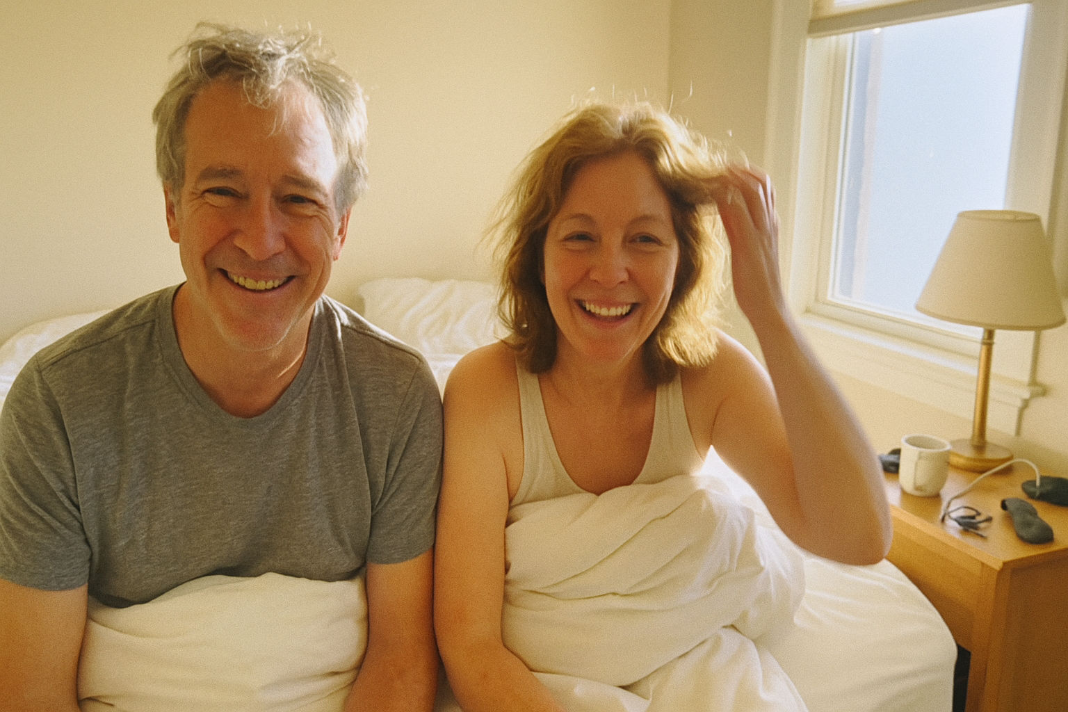Collage of happy, rested people