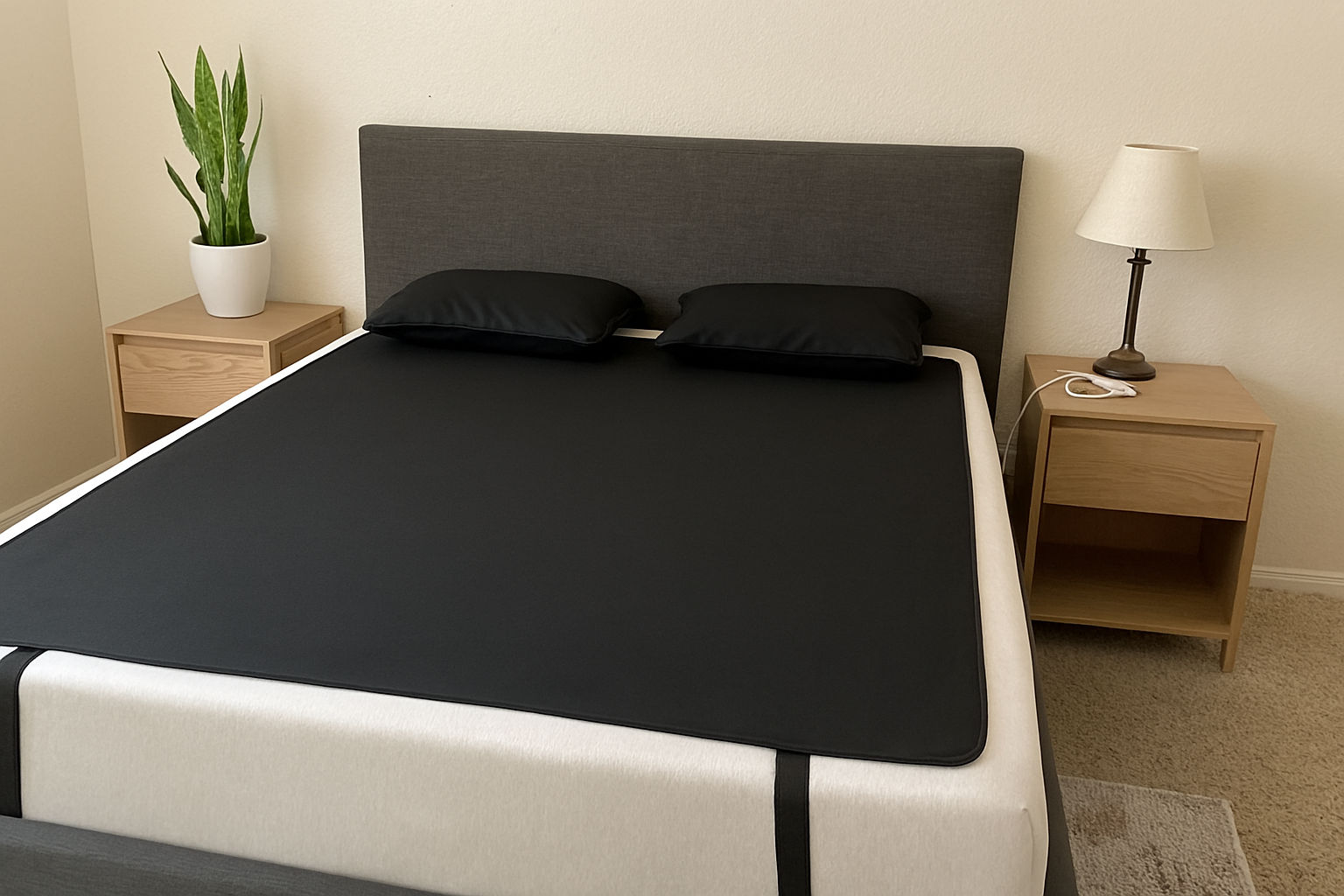 Earthbound Grounding Mattress Cover shown on a bed