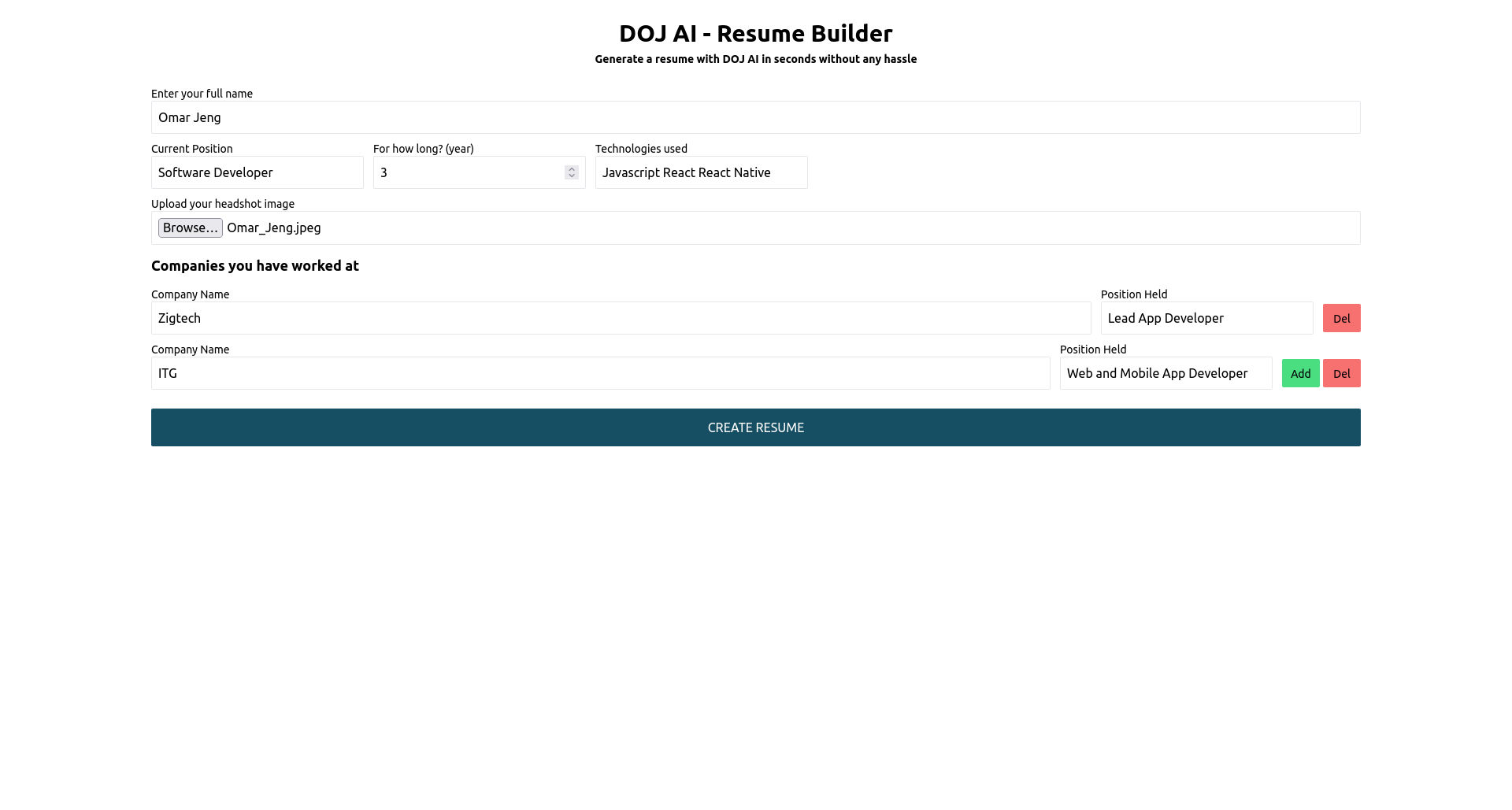 AI-Powered Resume Builder
