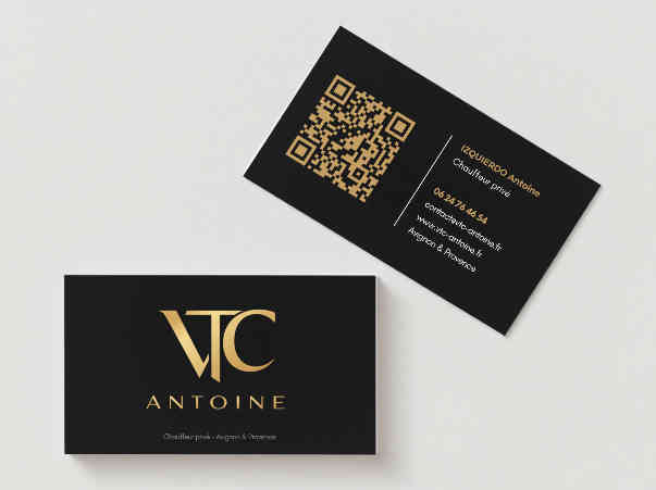 Exemple de carte de visite VTC professionnelle avec QR Code