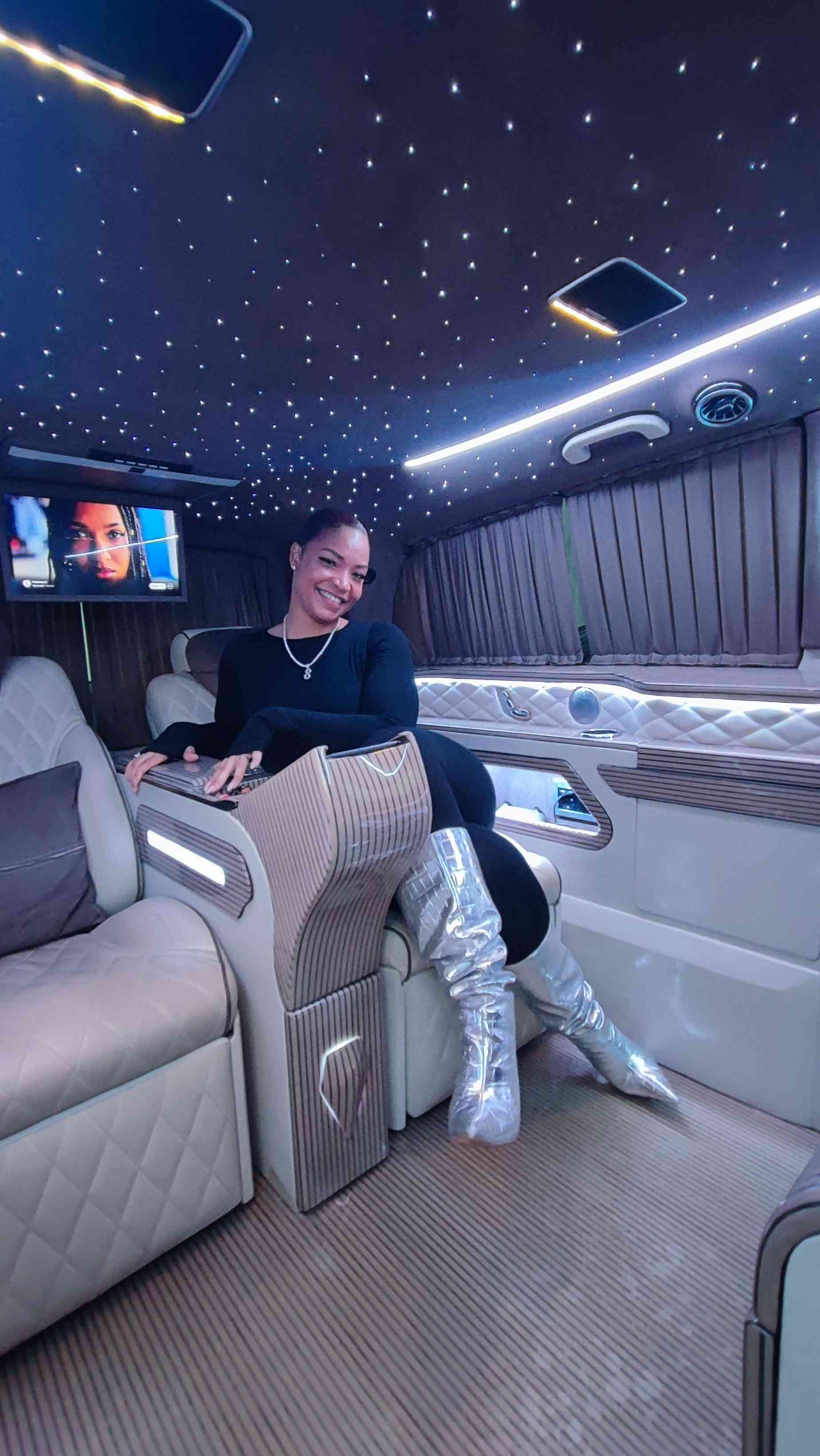 Intérieur van Maybach éclairé ciel étoilé LED bleu ambiance nuit