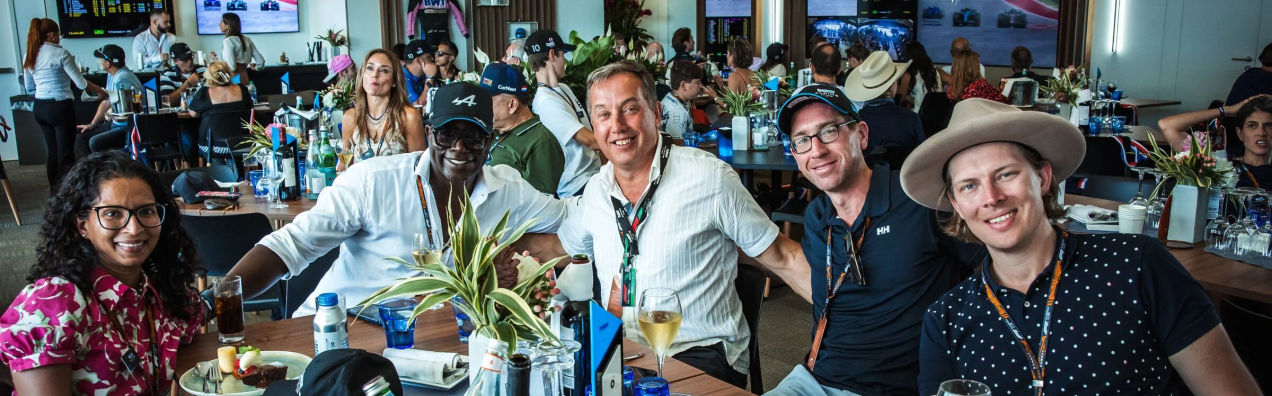 F1 fans enjoy the food and drinks in the Alpine Paddock Lounge