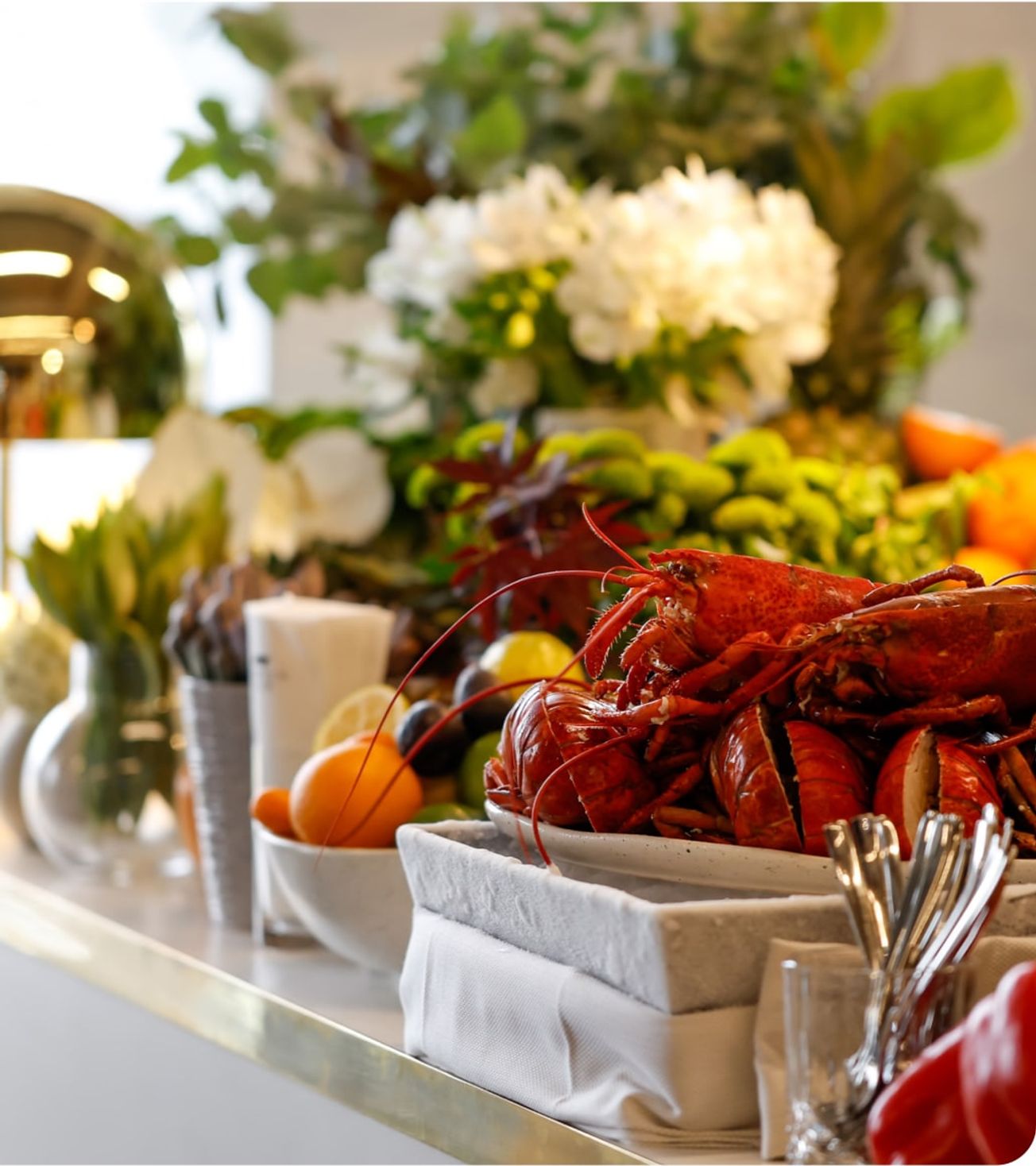 Luxury food served in the Paddock Club lounge