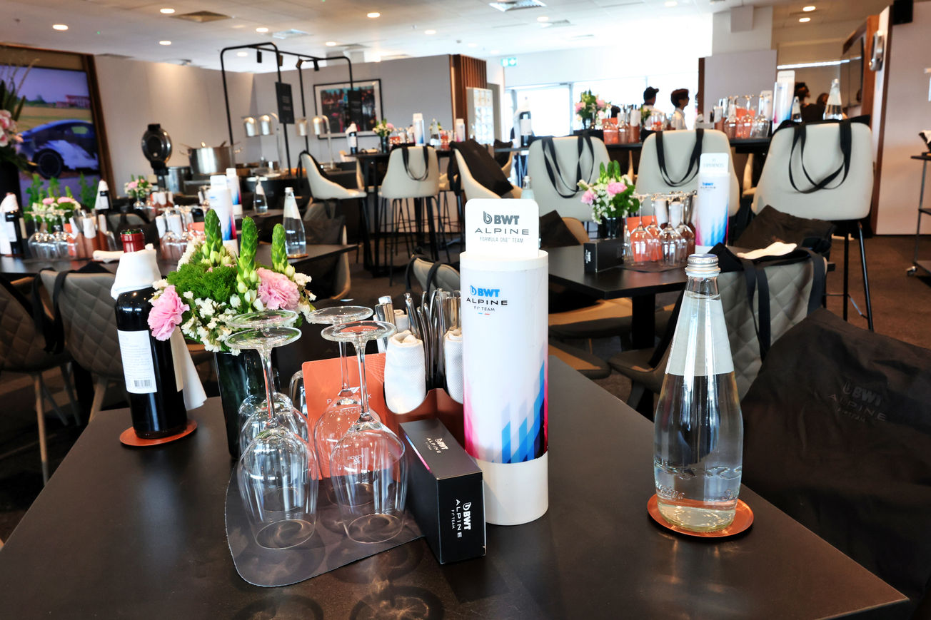 The inside of the Alpine Paddock Club lounge