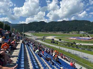 Grandstands Red Bull C, D & E overlook a big part of the circuit