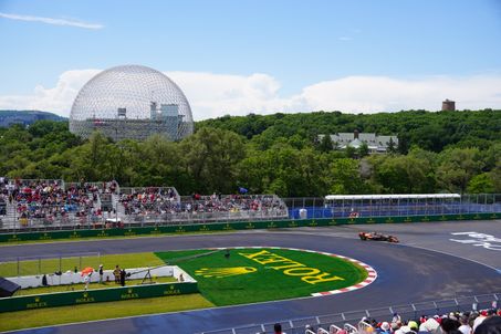 View of the hairpin turn at the Canadian GP from grandstand T24