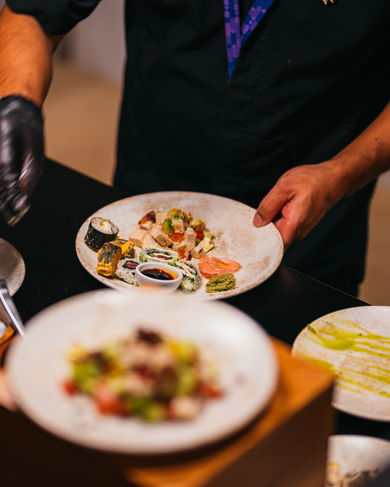 High class food is served in the Premiere Hospitality lounge at the Qatar GP