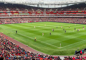 Corner view of Emirates Stadium, home of Arsenal Football Club