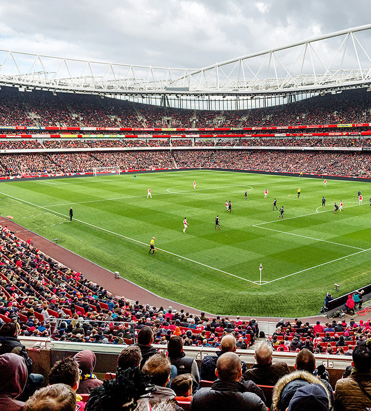 Corner view of Emirates Stadium, home of Arsenal Football Club