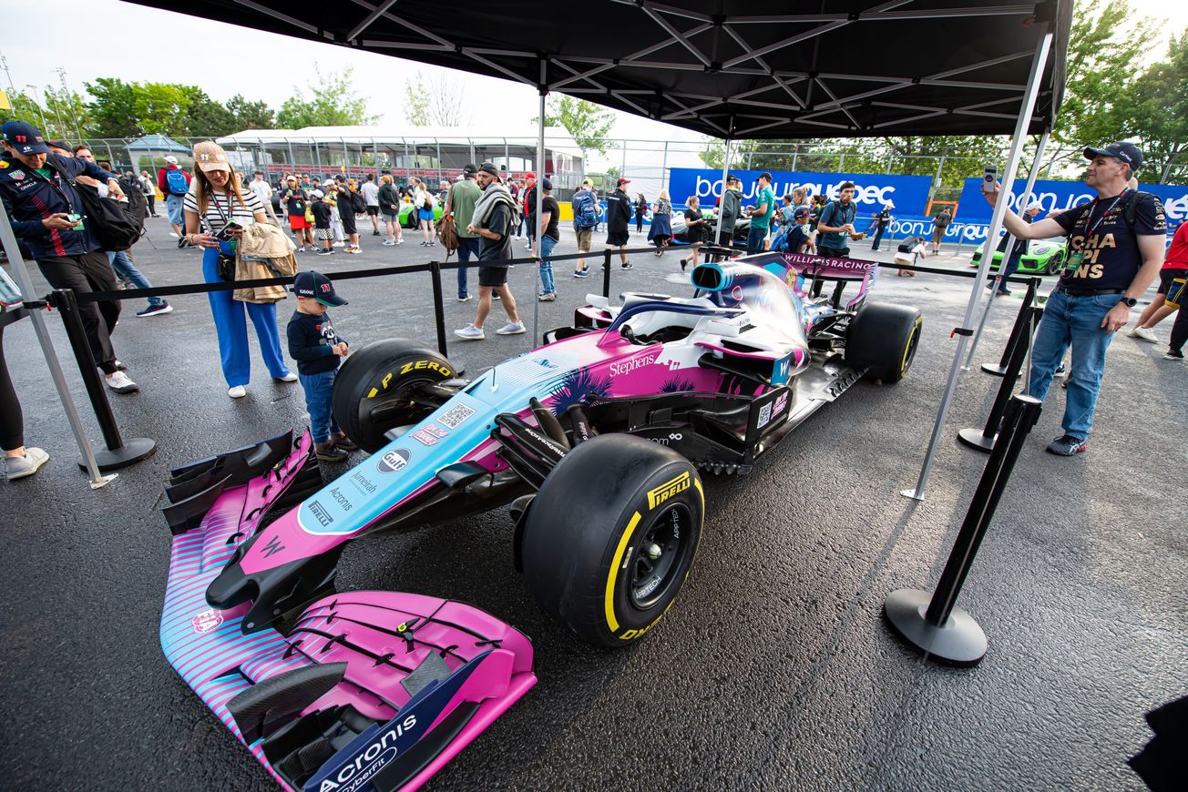 A formula one race car on display at the Canadian GP